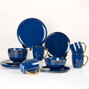 KOKEN - 16 Pc Dinnerware sets for 4 - Porcelain dinnerware set - Plates and bowls sets - Dishes Set for 4 – Microwave safe plates and bowls sets - kitchen sets for home - Blue plates And Golden Rim