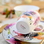 Water Flower  Collection - 16 Piece Dinnerware Set | Service for 4, Fine Bone China | Pink Flower Collection | Perfect for Everyday & Special Occasions | Floral & Fauna, Multicolor, china Set | Bone China | dish set