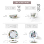 Jungle Collection - 16 Pc Bone China Dinnerware Sets – China dinnerware set - Plates and Bowls Sets Dishes Set for 4 – Kitchen Plates, mugs, Bowls, plate set - Microwave safe plates & bowls for home - Dining