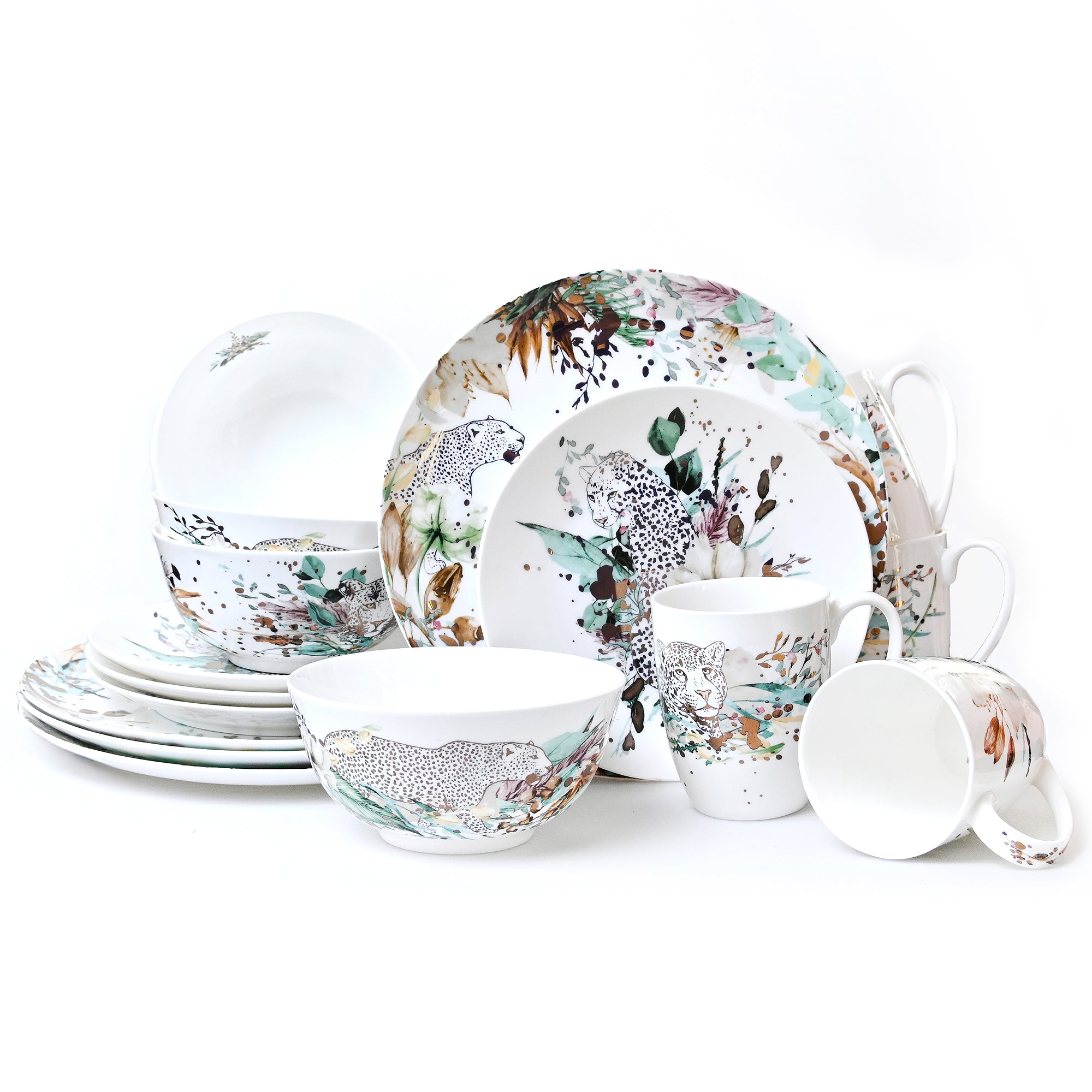 Jungle Collection - 16 Pc Bone China Dinnerware Sets – China Jungle Collection - 16 Pc Bone China Dinnerware Sets – China