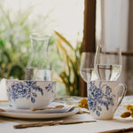 Blue Flower Collection - 16 Pc Bone China Dinnerware Sets – Blue china dinnerware set - Plates and Bowls Sets Dishes Set for 4 – Kitchen Plates, mugs, Bowls - Microwave safe china sets for home - Dining set Floral